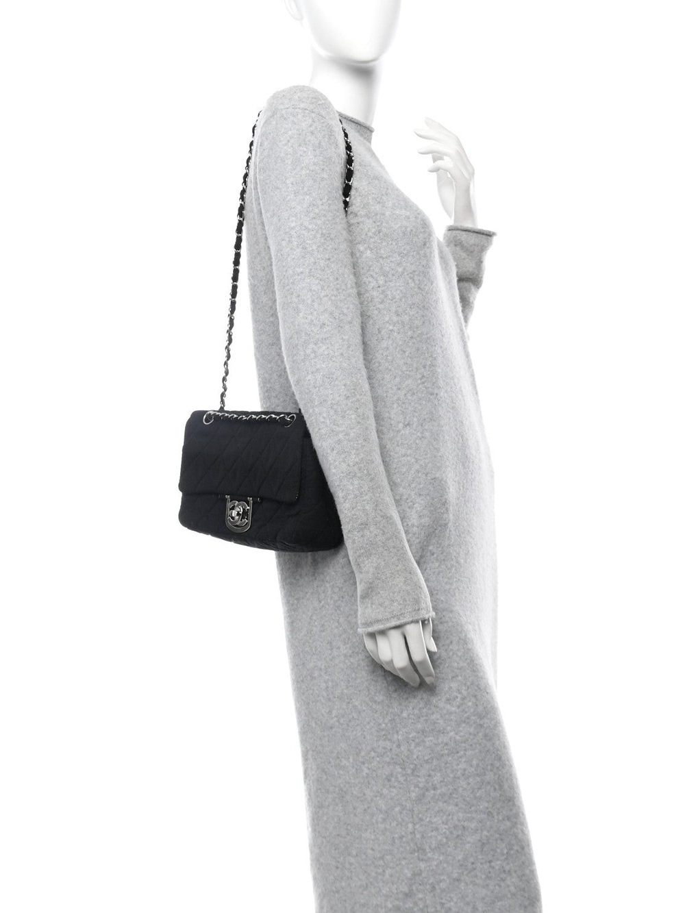 SOLD CHANEL Quilted Le Marais Single Flap in Black Fabric Silver Hardware - Picture 2 of 12